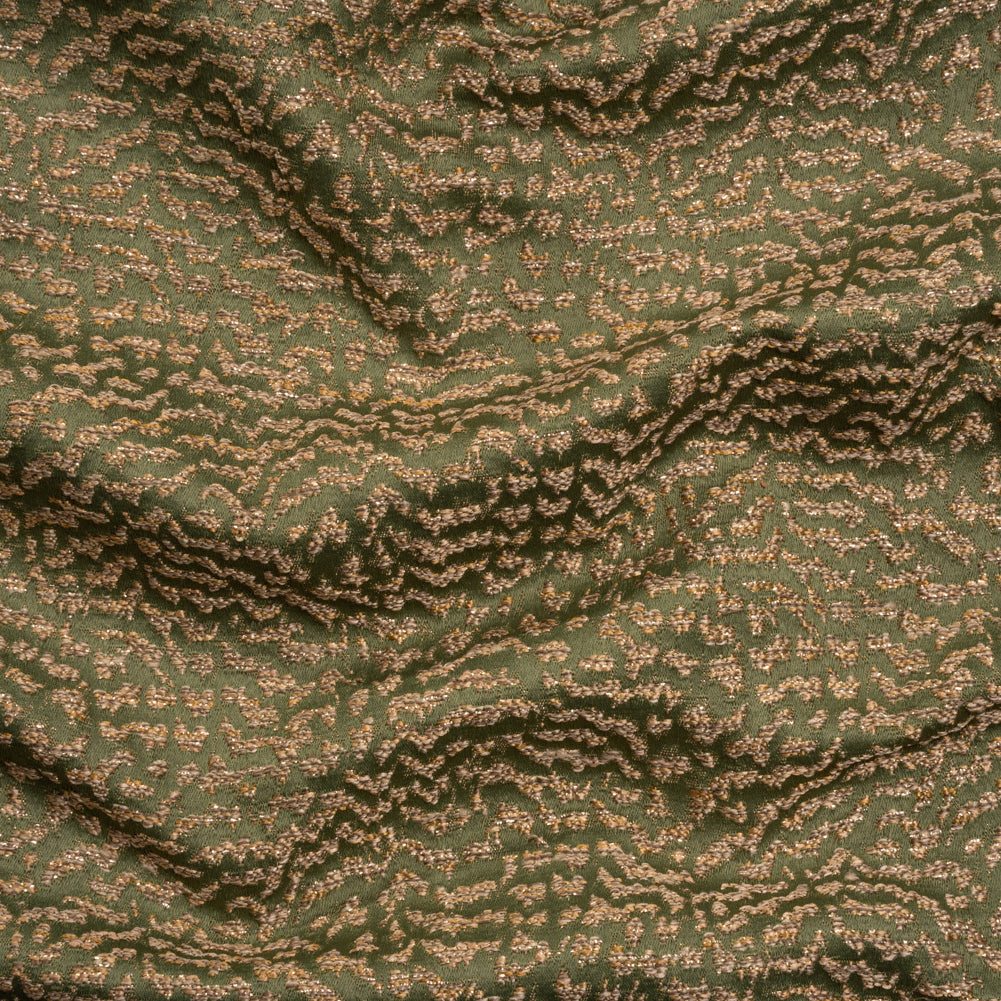 Metallic Drapery Jacquard - Olive Mottled - British Imported Metallic Drapery Jacquard - Olive Mottled - British Imported