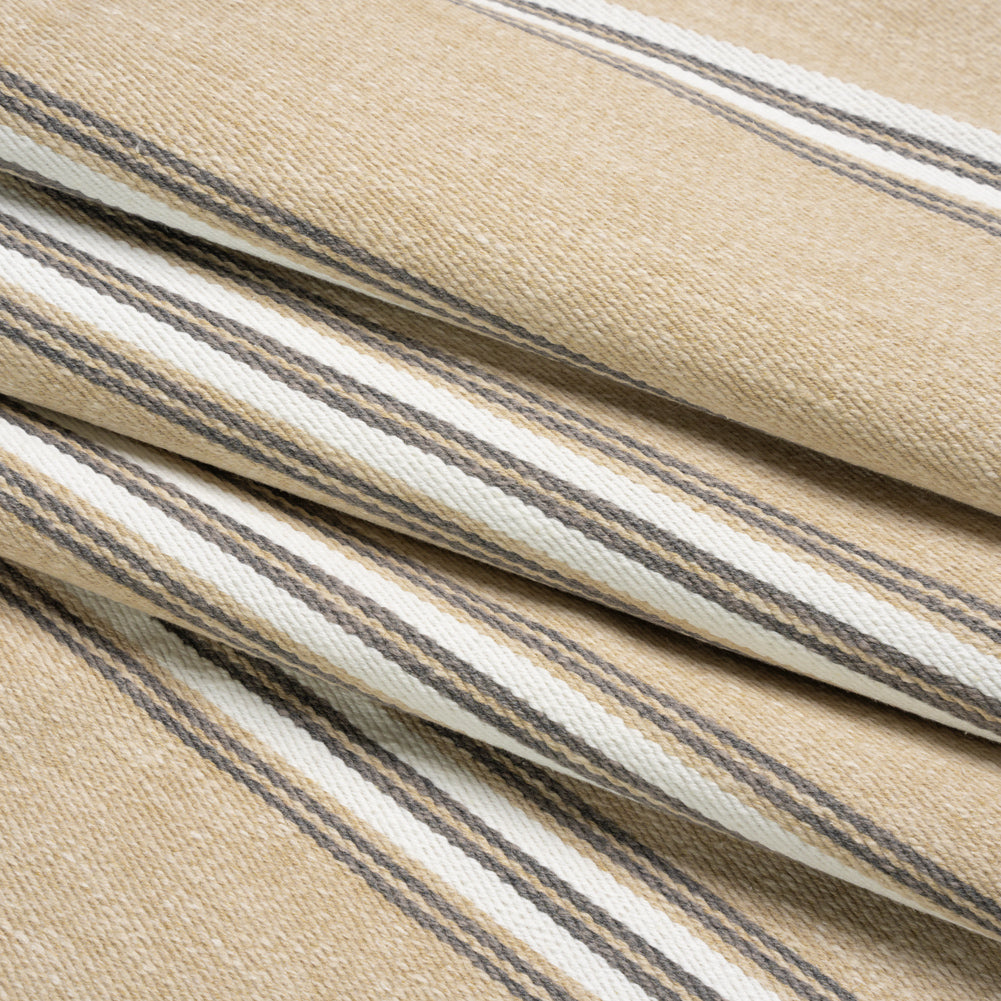 Cotton and Polyester Drapery Twill - Fawn Striped - British Imported Folded Cotton and Polyester Drapery Twill - Fawn Striped - British Imported Folded