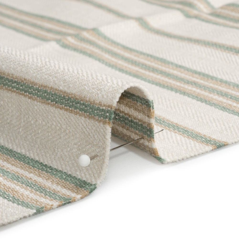 Polyester and Cotton Twill - Seafoam Herringbone Stripes - British Imported Detail Polyester and Cotton Twill - Seafoam Herringbone Stripes - British Imported Detail