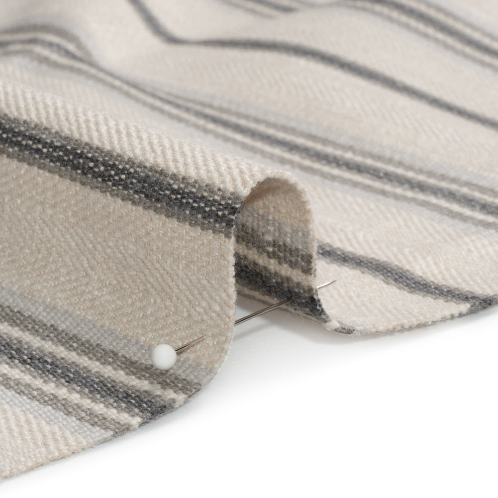 Polyester and Cotton Twill - Slate Herringbone Stripes - British Imported Detail Polyester and Cotton Twill - Slate Herringbone Stripes - British Imported Detail