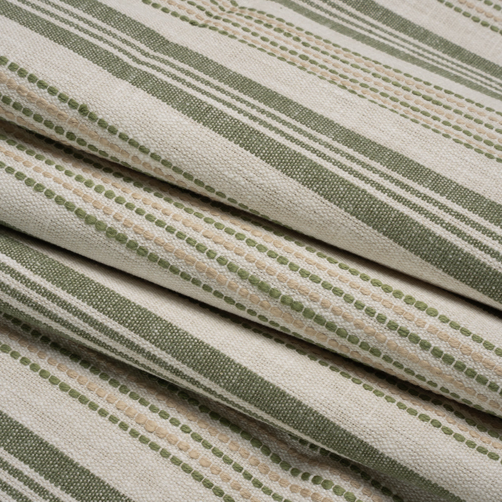 Cotton and Polyester Woven - Sage Tactile Stripes - British Imported Folded Cotton and Polyester Woven - Sage Tactile Stripes - British Imported Folded
