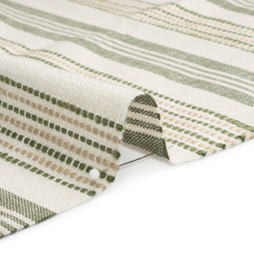 Cotton and Polyester Woven - Sage Tactile Stripes - British Imported Detail Cotton and Polyester Woven - Sage Tactile Stripes - British Imported Detail