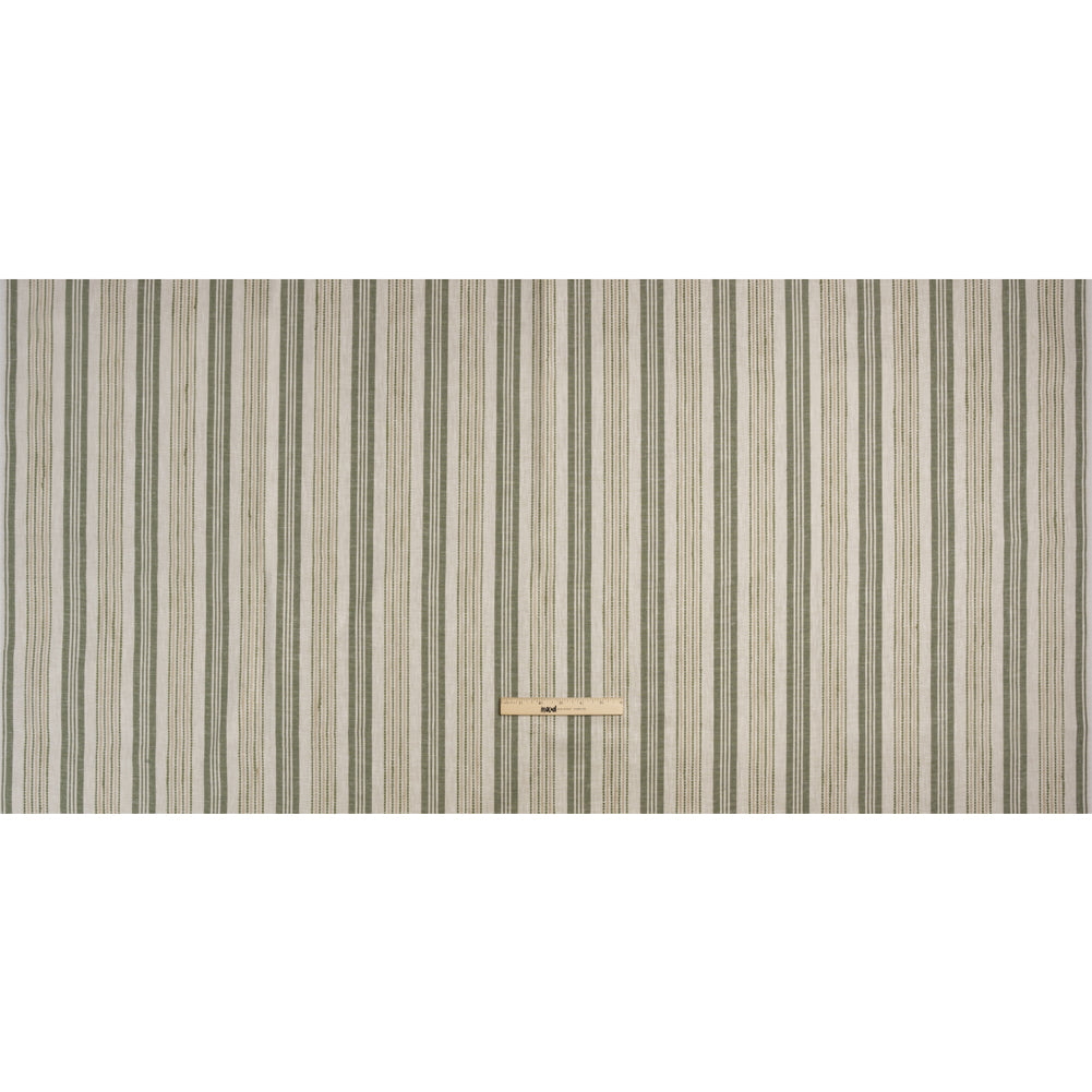 Cotton and Polyester Woven - Sage Tactile Stripes - British Imported Full Cotton and Polyester Woven - Sage Tactile Stripes - British Imported Full