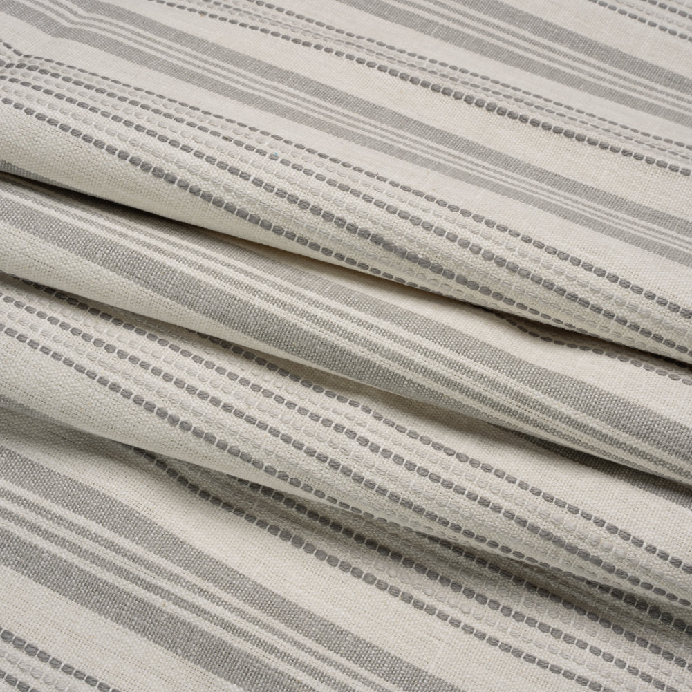 Cotton and Polyester Woven - Stone Tactile Stripes - British Imported Folded Cotton and Polyester Woven - Stone Tactile Stripes - British Imported Folded