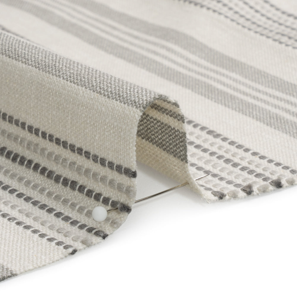 Cotton and Polyester Woven - Stone Tactile Stripes - British Imported Detail Cotton and Polyester Woven - Stone Tactile Stripes - British Imported Detail