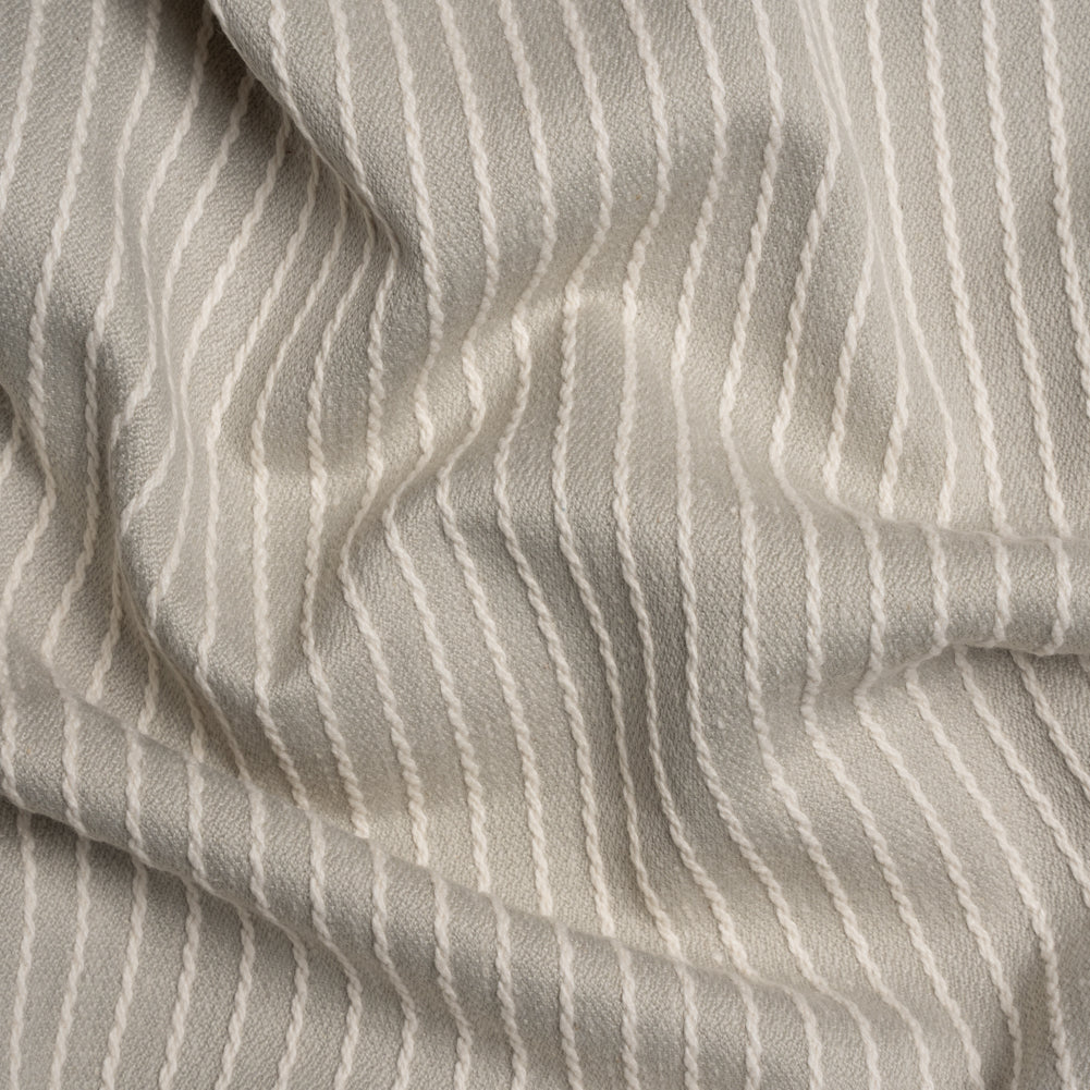Cotton and Polyester Woven - Dove Tactile Chalk Stripes - British Imported Cotton and Polyester Woven - Dove Tactile Chalk Stripes - British Imported
