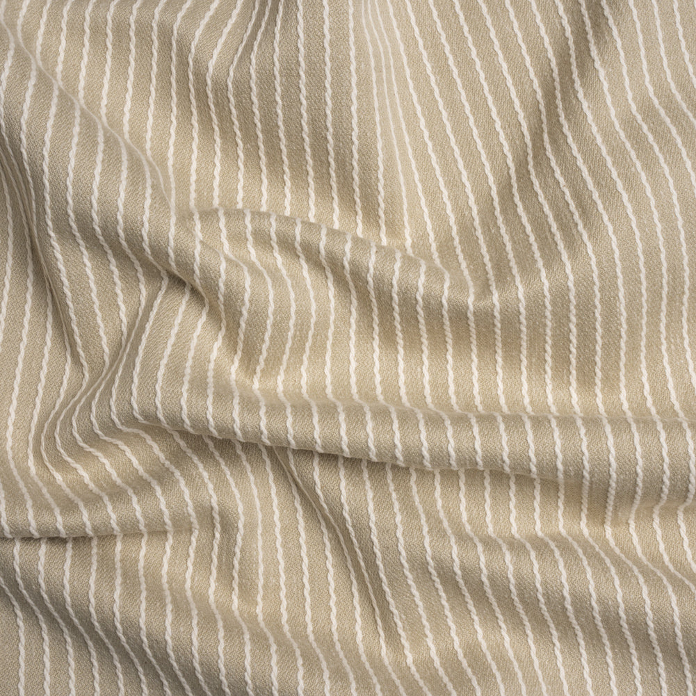 Cotton and Polyester Woven - Fawn Tactile Chalk Stripes - British Imported Cotton and Polyester Woven - Fawn Tactile Chalk Stripes - British Imported