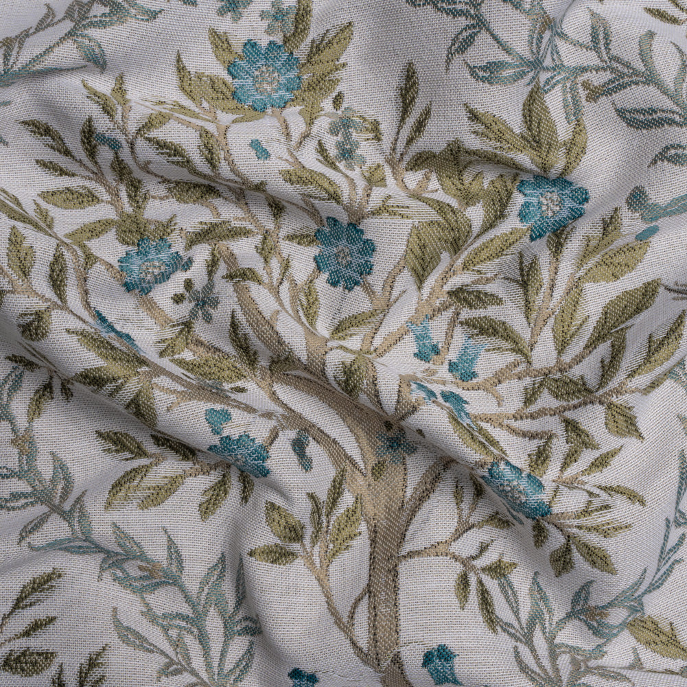 Drapery Jacquard - Kingfisher Pheasants in the Orchard - British Imported Drapery Jacquard - Kingfisher Pheasants in the Orchard - British Imported