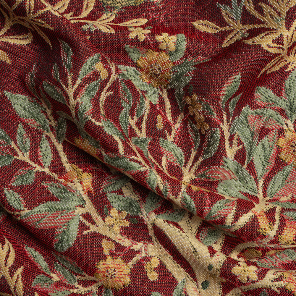 Drapery Jacquard - Merlot Pheasants in the Orchard - British Imported Drapery Jacquard - Merlot Pheasants in the Orchard - British Imported