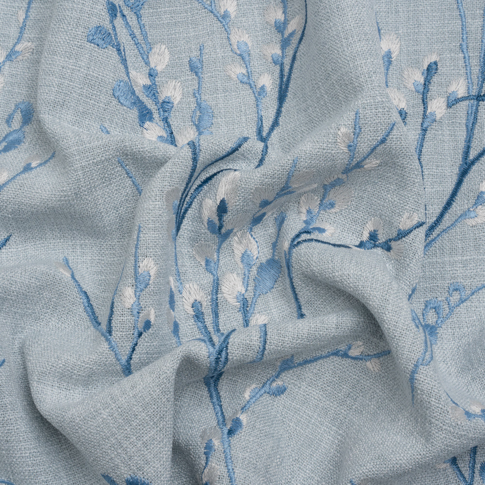 Embroidered Drapery Woven - Seaspray Prairie Willow - British Imported Embroidered Drapery Woven - Seaspray Prairie Willow - British Imported