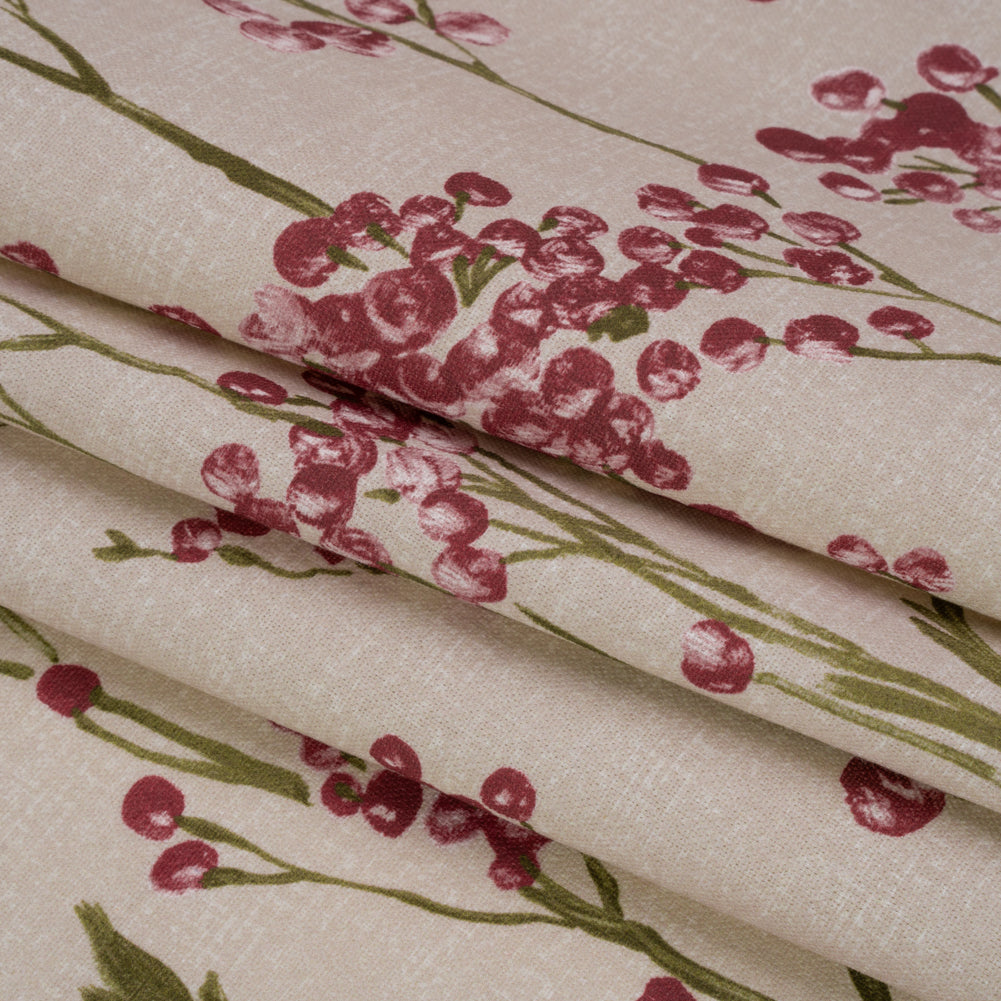 Cotton Canvas Print - Cranberry Berry Stems - British Imported Folded Cotton Canvas Print - Cranberry Berry Stems - British Imported Folded
