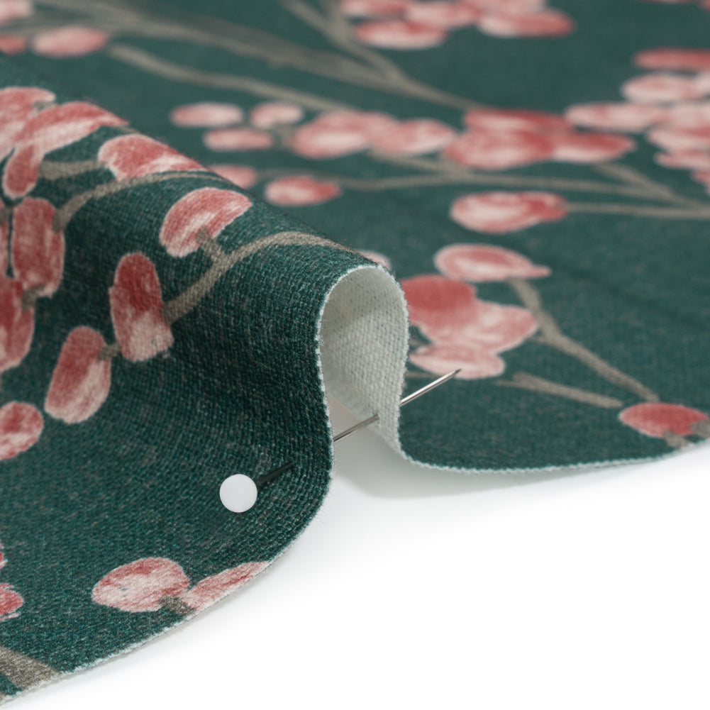 Cotton Canvas Print - Peacock Berry Stems - British Imported Detail Cotton Canvas Print - Peacock Berry Stems - British Imported Detail