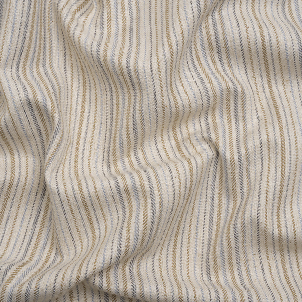 Polyester and Cotton Twill - Chambray Barcode Stripes - British Imported Polyester and Cotton Twill - Chambray Barcode Stripes - British Imported