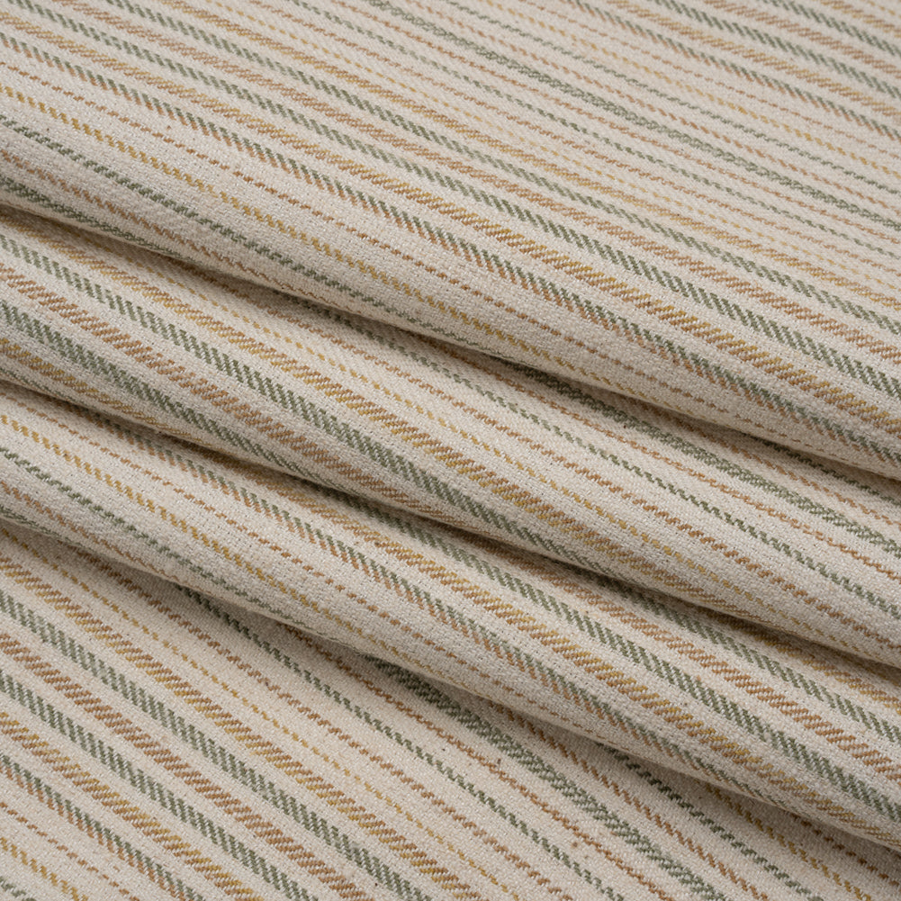 Polyester and Cotton Twill - Moss Barcode Stripes - British Imported Folded Polyester and Cotton Twill - Moss Barcode Stripes - British Imported Folded