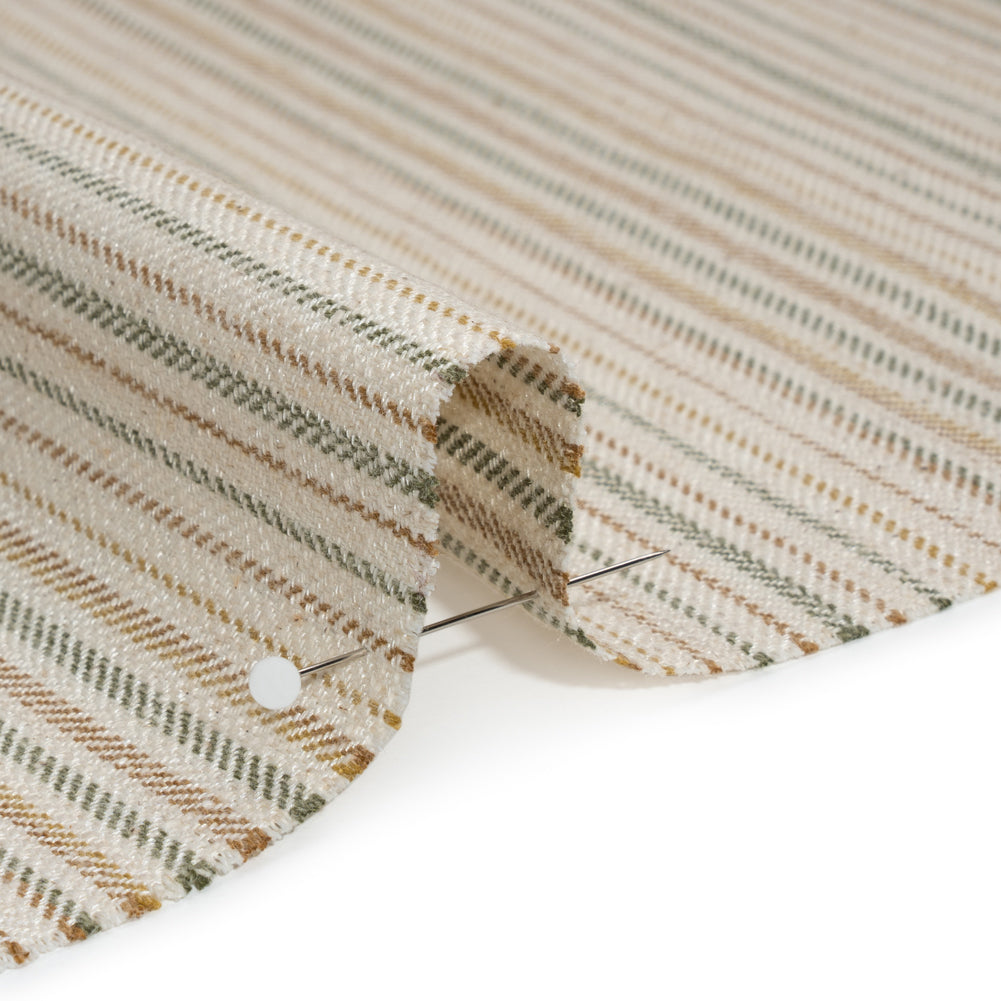 Polyester and Cotton Twill - Moss Barcode Stripes - British Imported Detail Polyester and Cotton Twill - Moss Barcode Stripes - British Imported Detail