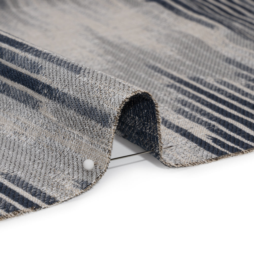 Drapery Jacquard - Ink Ikat Stripes - British Imported Detail Drapery Jacquard - Ink Ikat Stripes - British Imported Detail