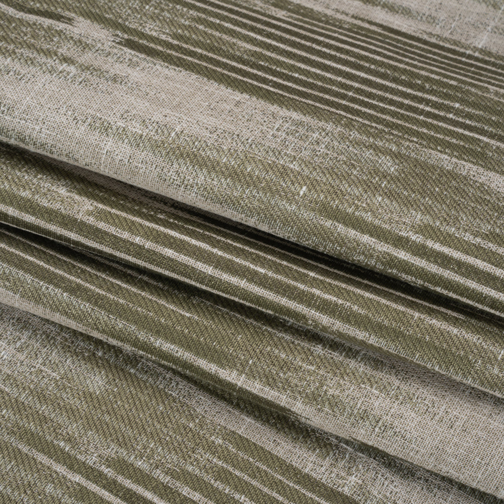 Drapery Jacquard - Moss Ikat Stripes - British Imported Folded Drapery Jacquard - Moss Ikat Stripes - British Imported Folded