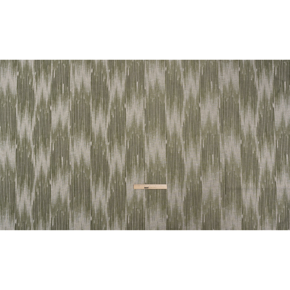 Drapery Jacquard - Moss Ikat Stripes - British Imported Full Drapery Jacquard - Moss Ikat Stripes - British Imported Full