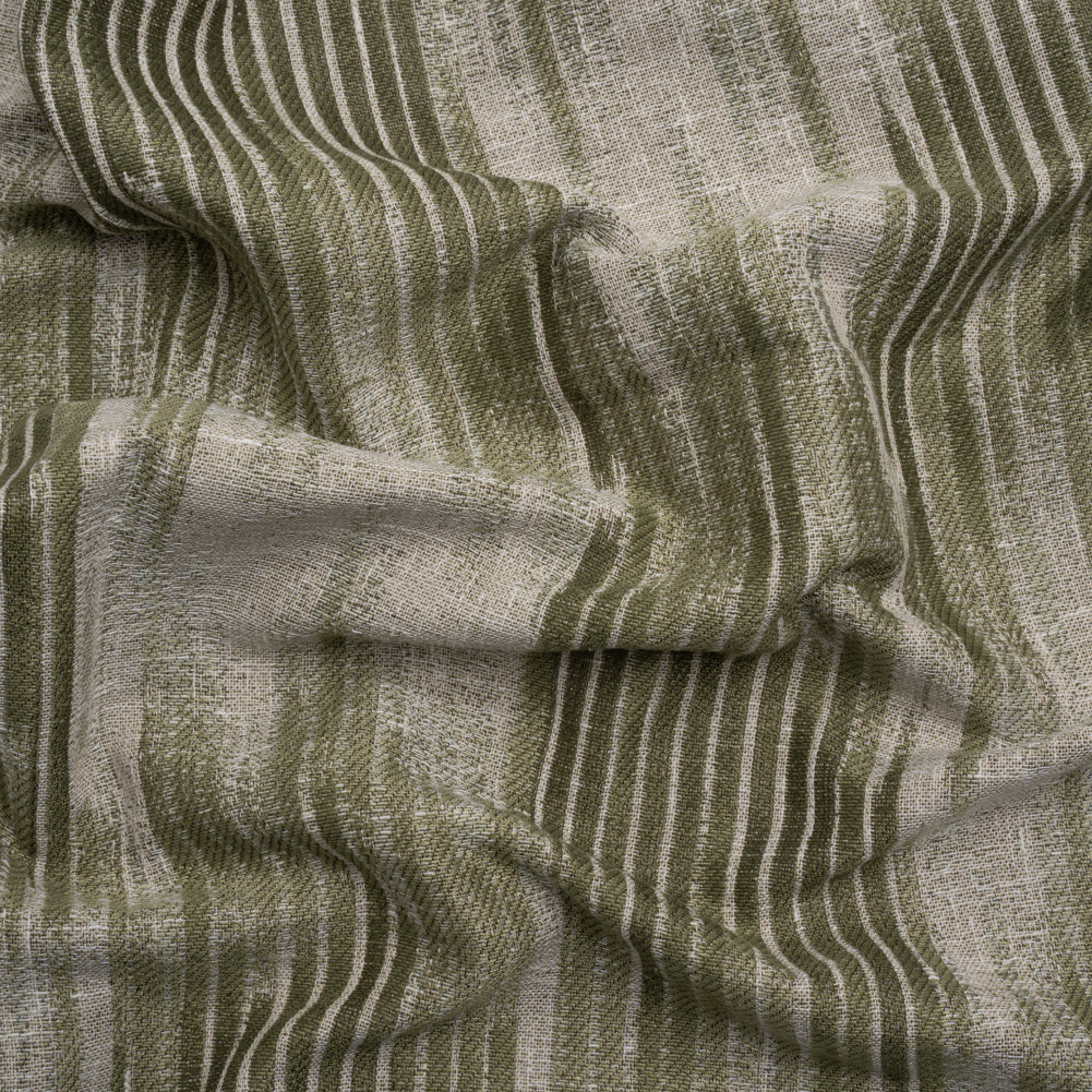 Drapery Jacquard - Moss Ikat Stripes - British Imported Drapery Jacquard - Moss Ikat Stripes - British Imported