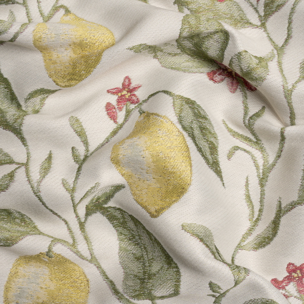 Drapery Jacquard - Lemon Yellow Lemon Trees - British Imported Drapery Jacquard - Lemon Yellow Lemon Trees - British Imported