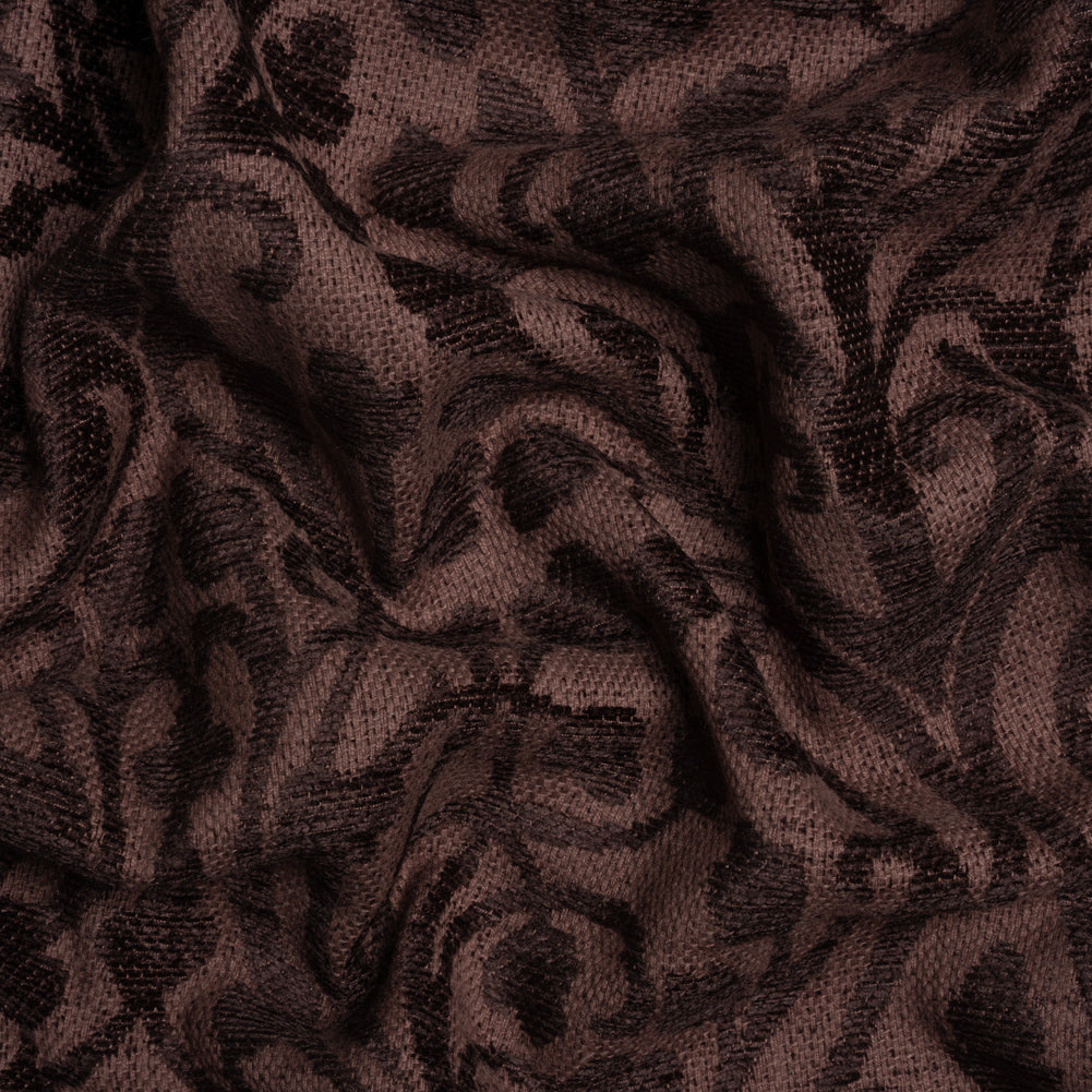 Drapery Chenille Jacquard - Maroon Leafy Vines - British Imported Drapery Chenille Jacquard - Maroon Leafy Vines - British Imported