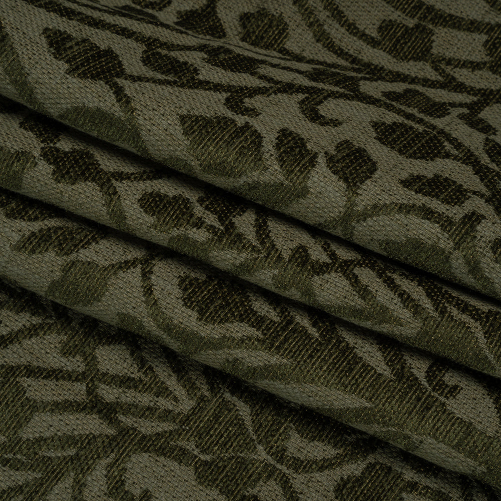 Drapery Chenille Jacquard - Pine Leafy Vines - British Imported Folded Drapery Chenille Jacquard - Pine Leafy Vines - British Imported Folded