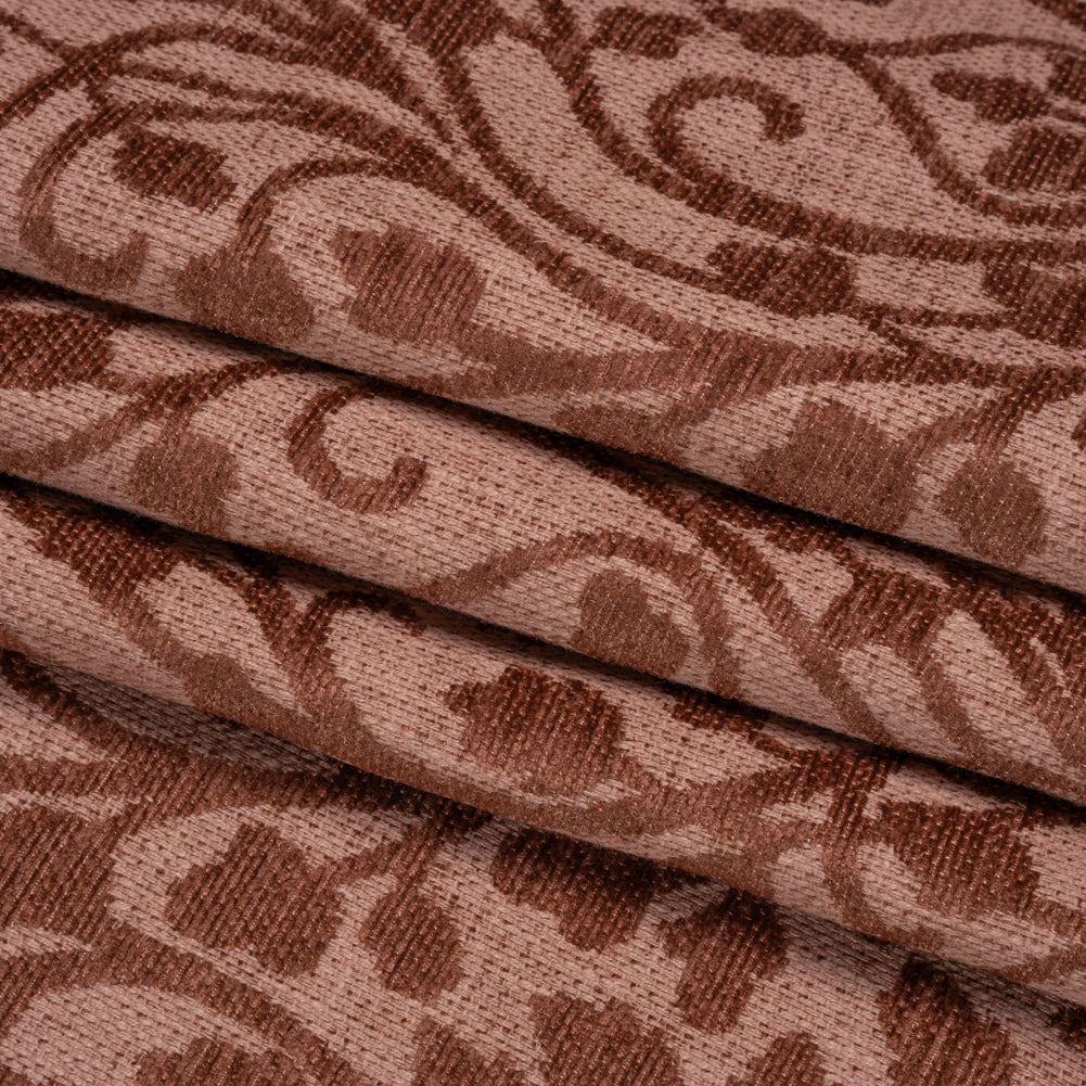 Drapery Chenille Jacquard - Rosewood Leafy Vines - British Imported Folded Drapery Chenille Jacquard - Rosewood Leafy Vines - British Imported Folded