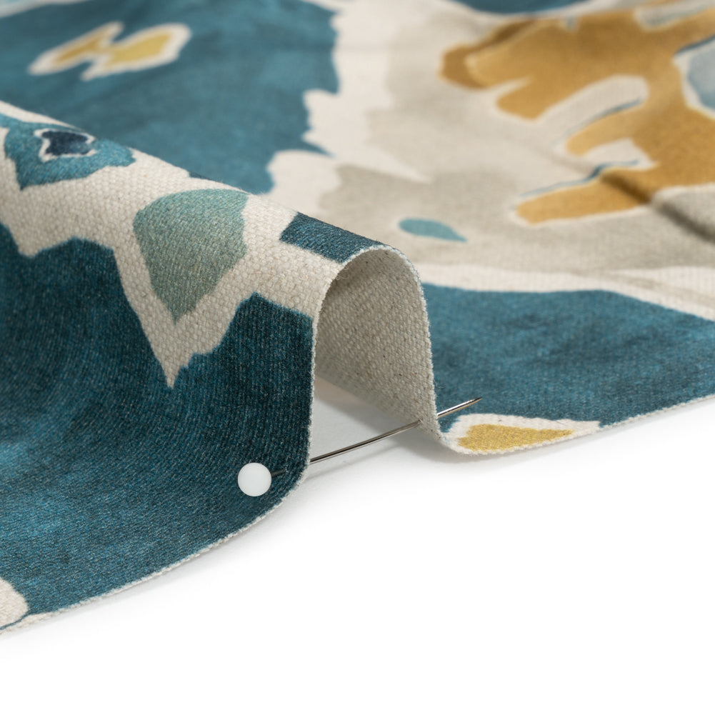 Cotton and Linen Canvas Print - Ocean Painted Diamonds - British Imported Detail Cotton and Linen Canvas Print - Ocean Painted Diamonds - British Imported Detail