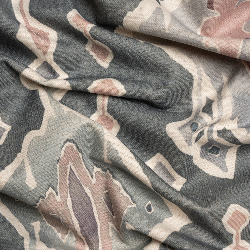 Cotton and Linen Canvas Print - Smoke Painted Diamonds - British Imported Cotton and Linen Canvas Print - Smoke Painted Diamonds - British Imported