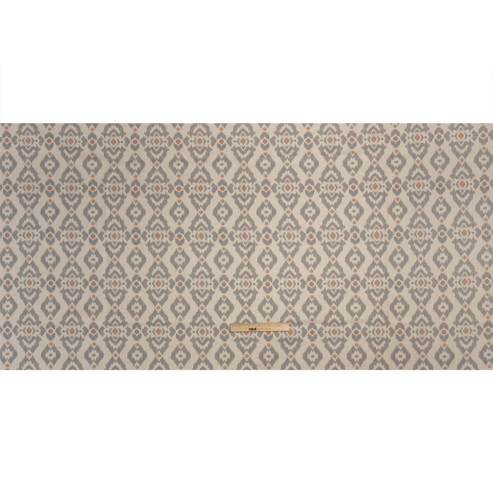 Cotton and Linen Canvas Print - Rose Ikat Geometries - British Imported Full Cotton and Linen Canvas Print - Rose Ikat Geometries - British Imported Full