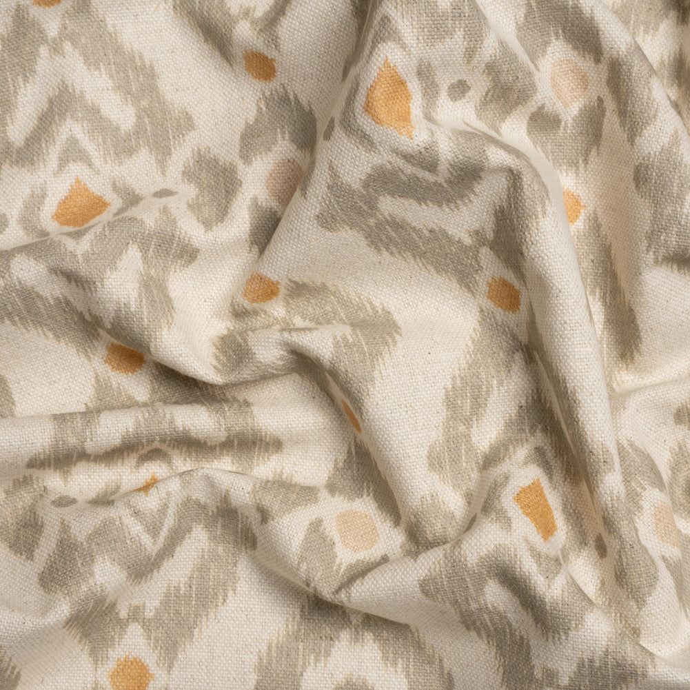 Cotton and Linen Canvas Print - Terracotta Ikat Geometries - British Imported Cotton and Linen Canvas Print - Terracotta Ikat Geometries - British Imported