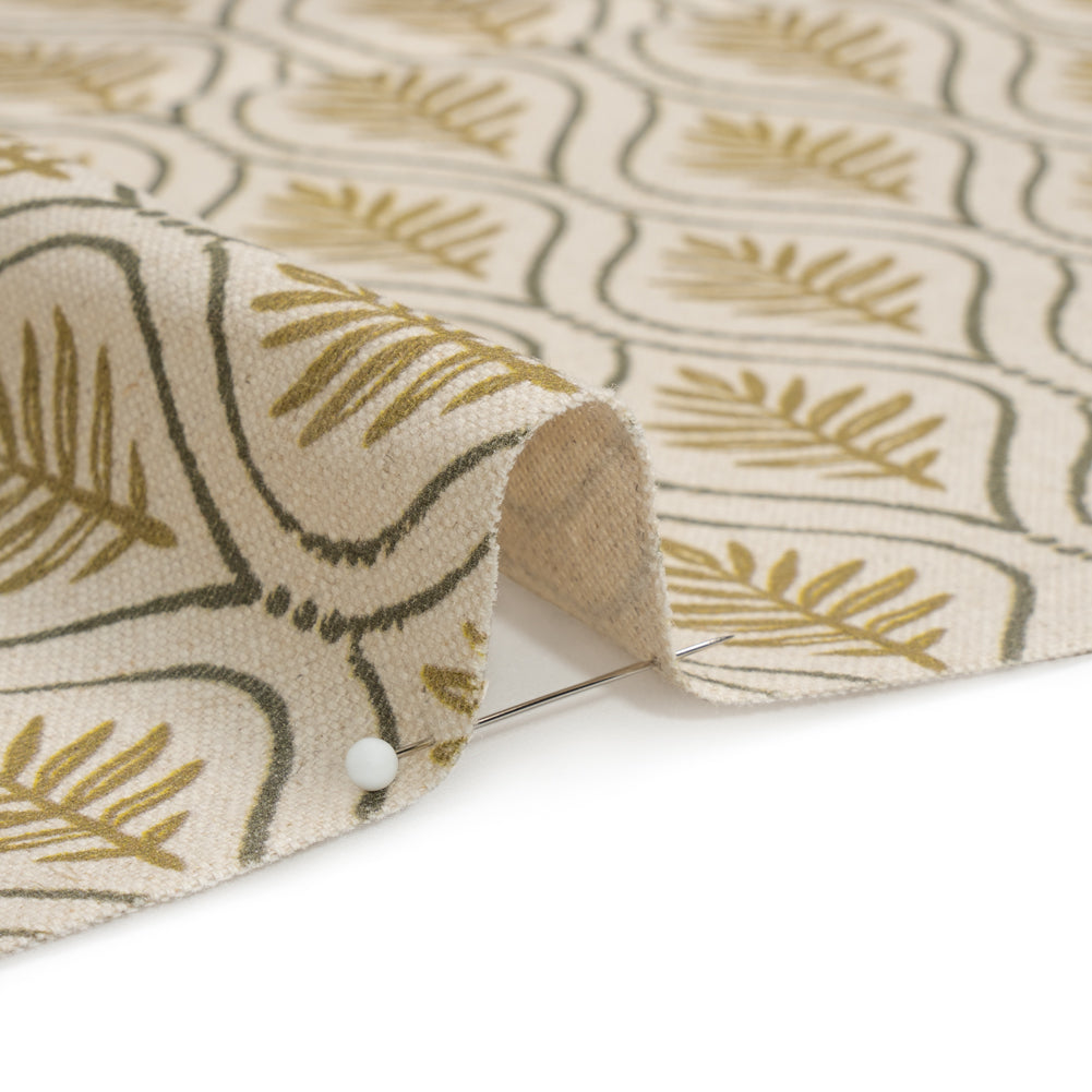 Cotton and Linen Canvas Print - Gold Leaf Motif - British Imported Detail Cotton and Linen Canvas Print - Gold Leaf Motif - British Imported Detail