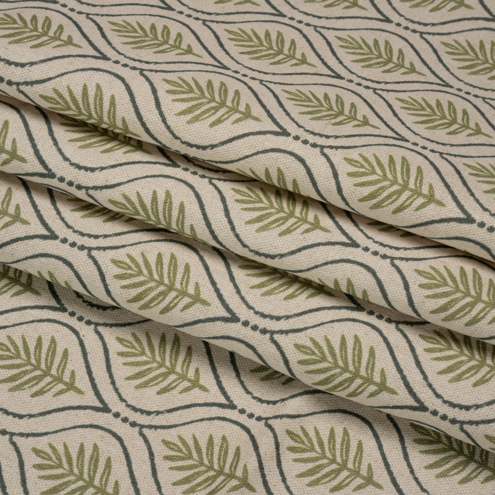 Cotton and Linen Canvas Print - Olive Leaf Motif - British Imported Folded Cotton and Linen Canvas Print - Olive Leaf Motif - British Imported Folded