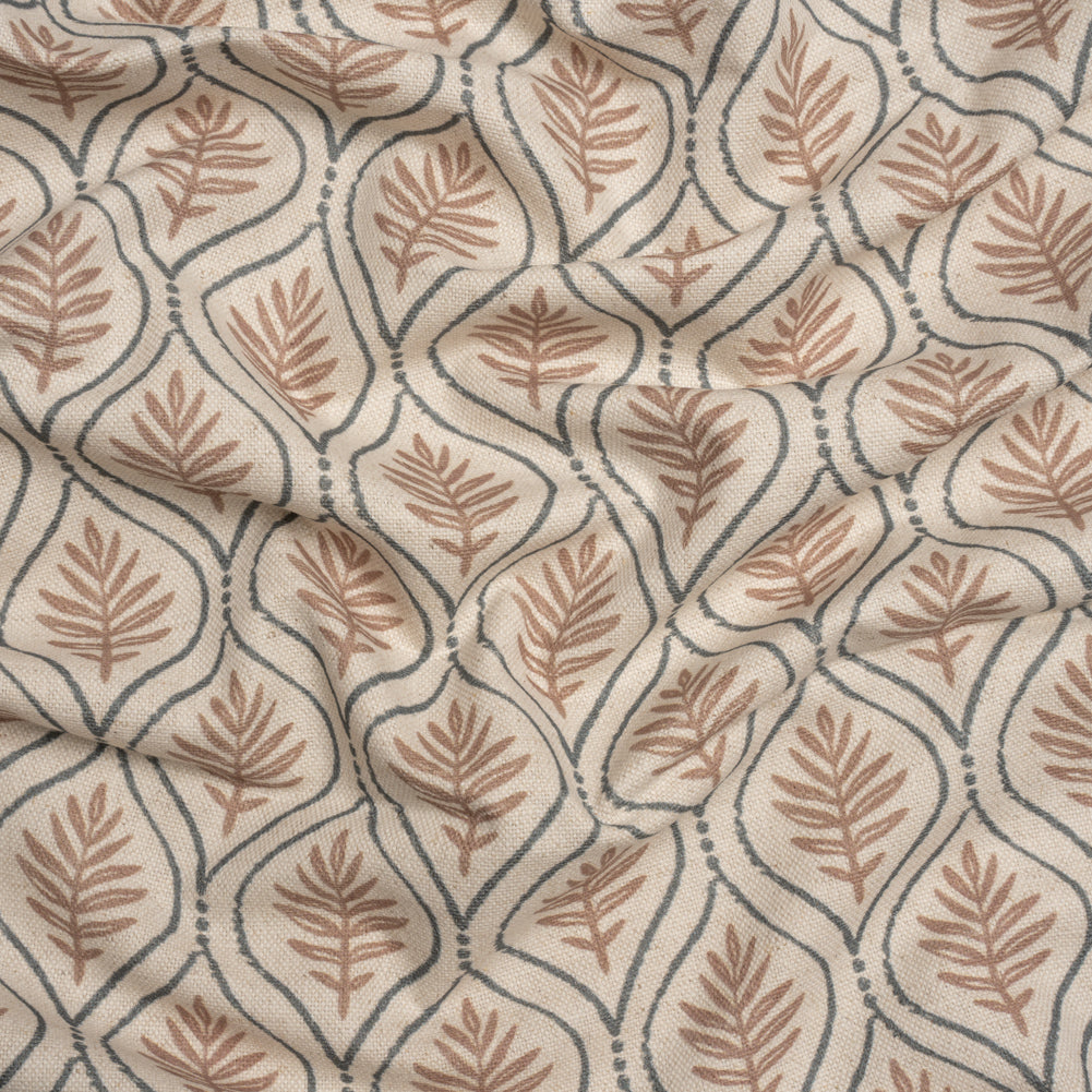 Cotton and Linen Canvas Print - Rose Leaf Motif - British Imported Cotton and Linen Canvas Print - Rose Leaf Motif - British Imported