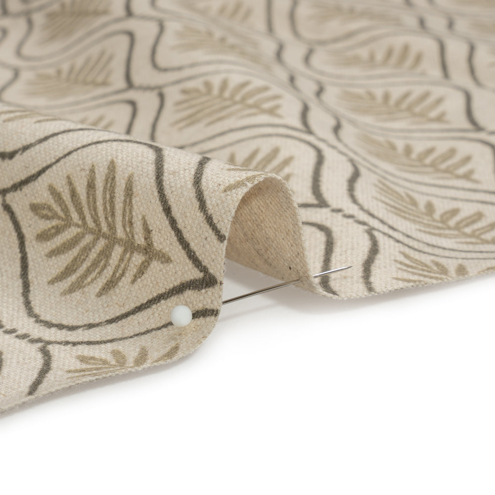 Cotton and Linen Canvas Print - Sand Leaf Motif - British Imported Detail Cotton and Linen Canvas Print - Sand Leaf Motif - British Imported Detail