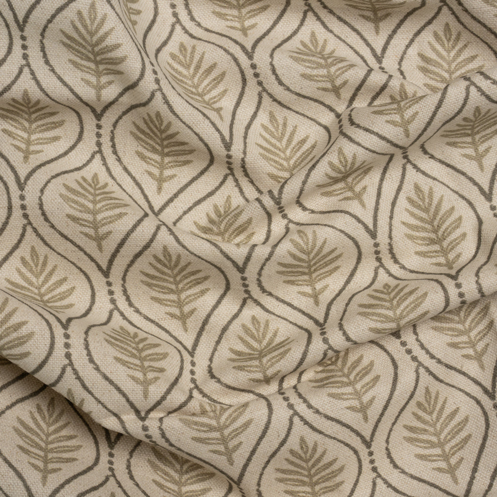 Cotton and Linen Canvas Print - Sand Leaf Motif - British Imported Cotton and Linen Canvas Print - Sand Leaf Motif - British Imported