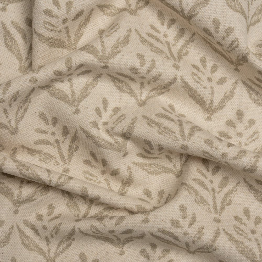 Cotton and Linen Canvas Print - Sand Simple Flowers - British Imported Cotton and Linen Canvas Print - Sand Simple Flowers - British Imported