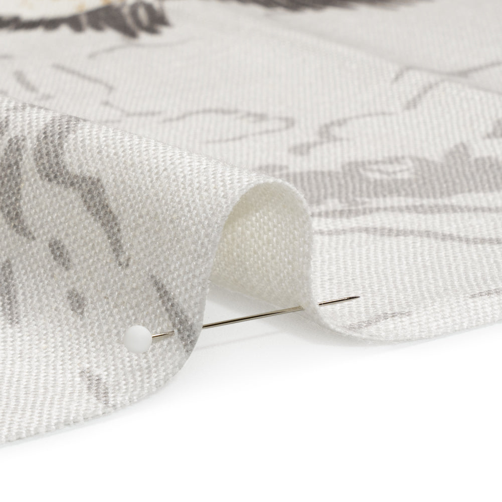 Viscose and Linen Drapery Woven Print - Silver Cranes in the Clouds - British Imported Detail Viscose and Linen Drapery Woven Print - Silver Cranes in the Clouds - British Imported Detail