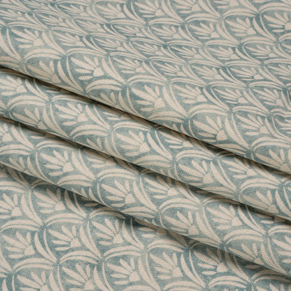 Cotton and Linen Canvas Print - Aegean Floral Arches - British Imported Folded Cotton and Linen Canvas Print - Aegean Floral Arches - British Imported Folded