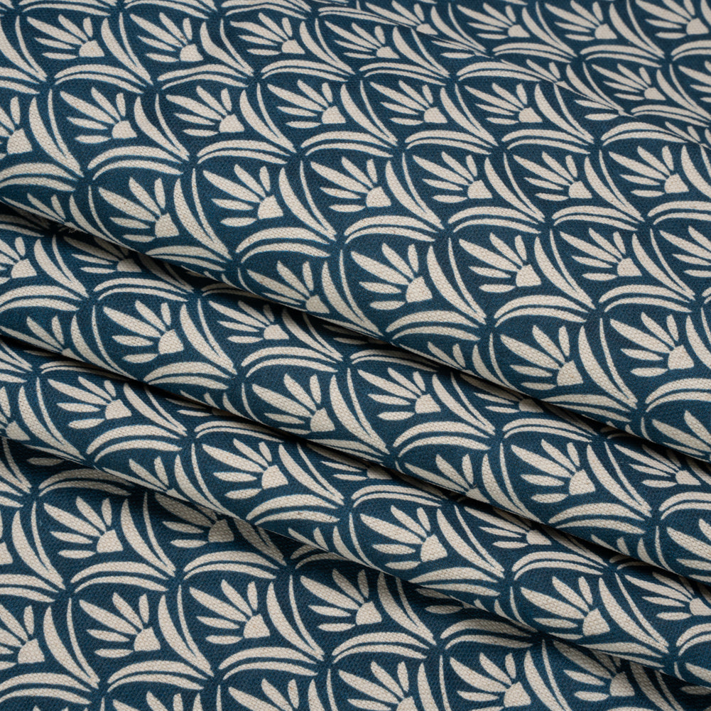 Cotton and Linen Canvas Print - Midnight Floral Arches - British Imported Folded Cotton and Linen Canvas Print - Midnight Floral Arches - British Imported Folded