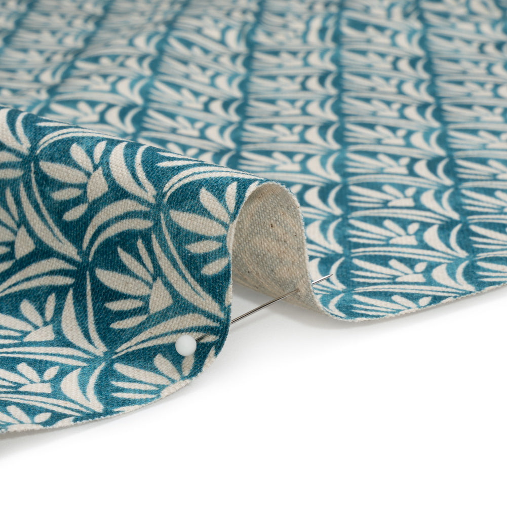 Cotton and Linen Canvas Print - Ocean Floral Arches - British Imported Detail Cotton and Linen Canvas Print - Ocean Floral Arches - British Imported Detail
