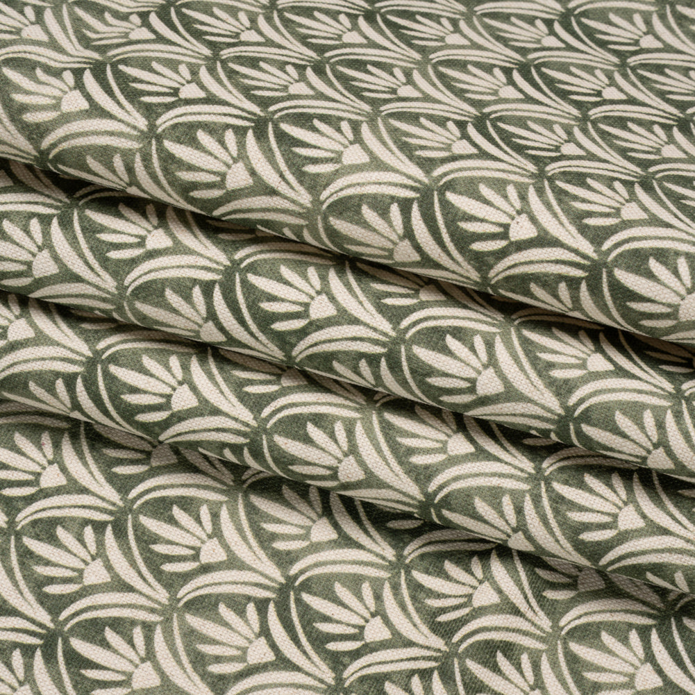 Cotton and Linen Canvas Print - Olive Floral Arches - British Imported Folded Cotton and Linen Canvas Print - Olive Floral Arches - British Imported Folded