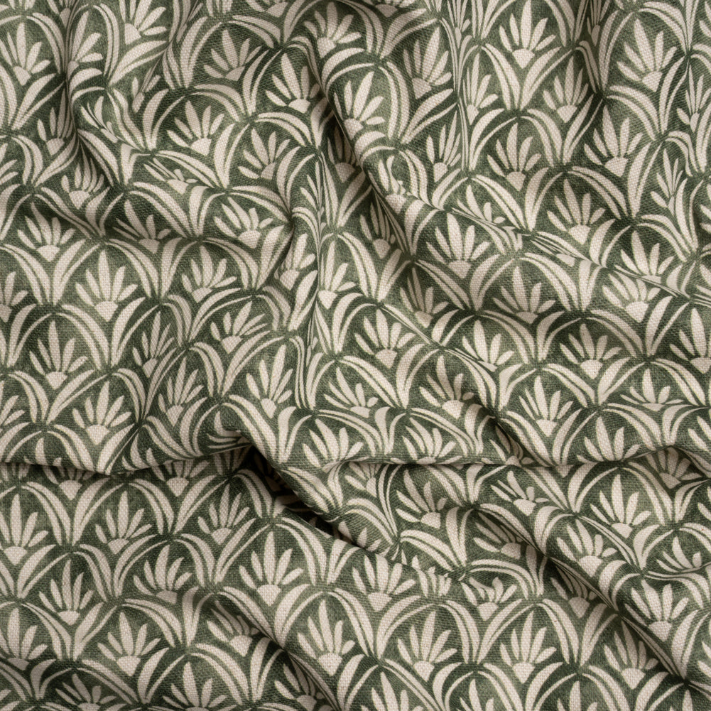 Cotton and Linen Canvas Print - Olive Floral Arches - British Imported Cotton and Linen Canvas Print - Olive Floral Arches - British Imported