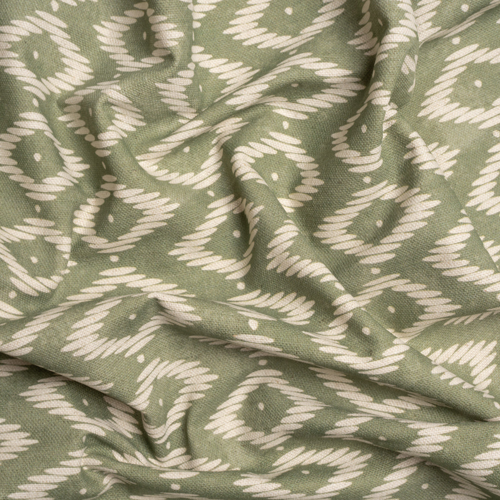 Cotton and Linen Canvas Print - Fern Diamonds and Dots - British Imported Cotton and Linen Canvas Print - Fern Diamonds and Dots - British Imported