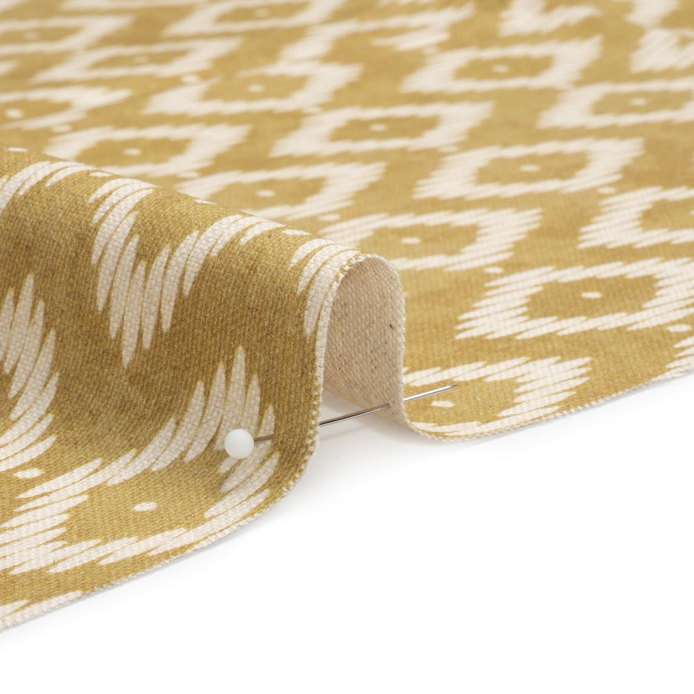 Cotton and Linen Canvas Print - Gold Diamonds and Dots - British Imported Detail Cotton and Linen Canvas Print - Gold Diamonds and Dots - British Imported Detail