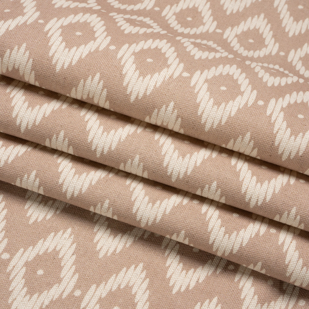 Cotton and Linen Canvas Print - Rose Diamonds and Dots - British Imported Folded Cotton and Linen Canvas Print - Rose Diamonds and Dots - British Imported Folded