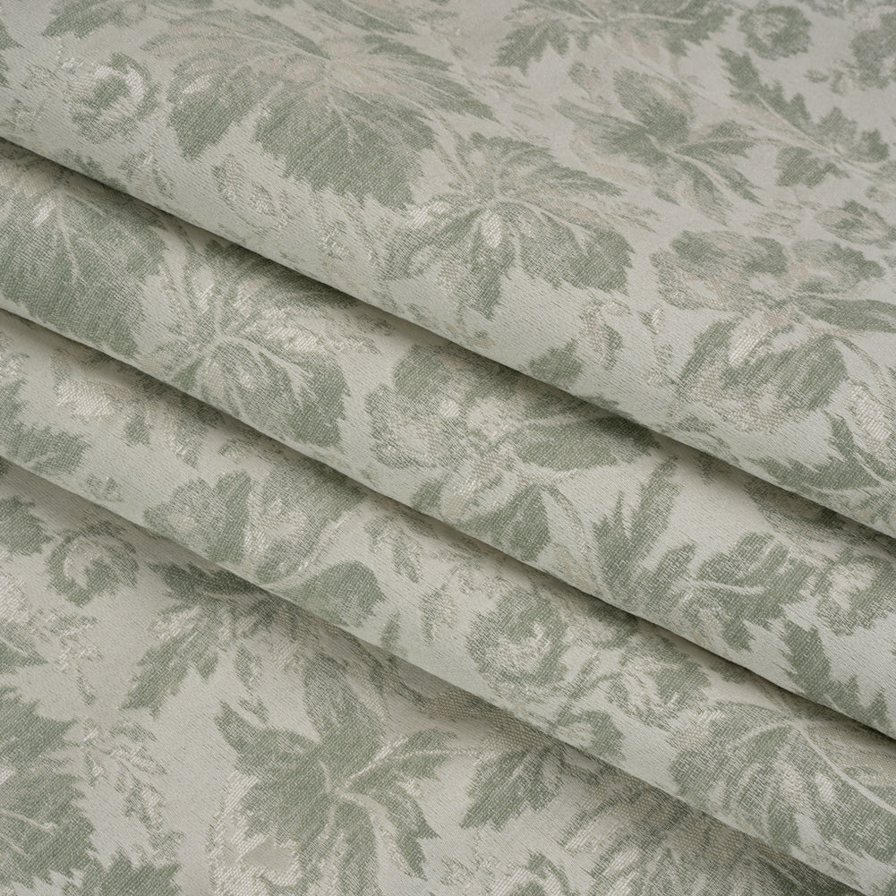 Drapery Jacquard - Duckegg Leaves and Buds - British Imported Folded Drapery Jacquard - Duckegg Leaves and Buds - British Imported Folded