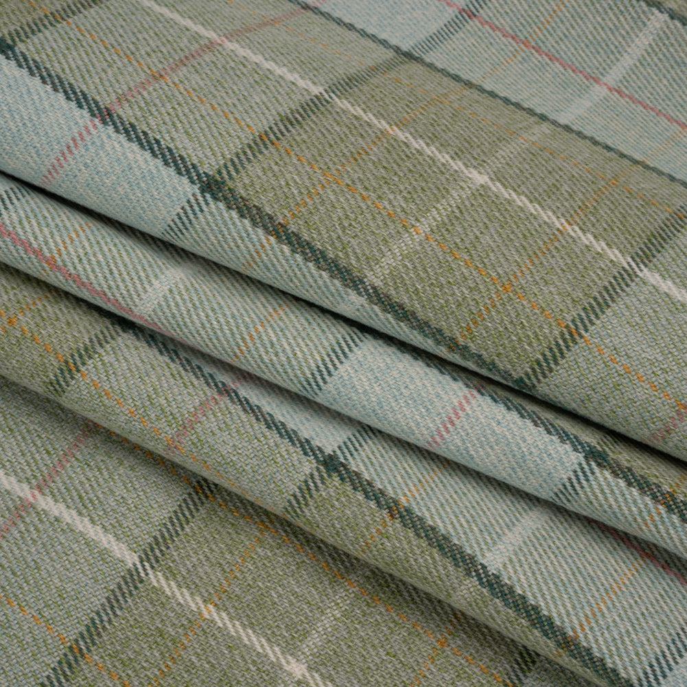 Drapery Twill - Sage Plaid - British Imported Folded Drapery Twill - Sage Plaid - British Imported Folded