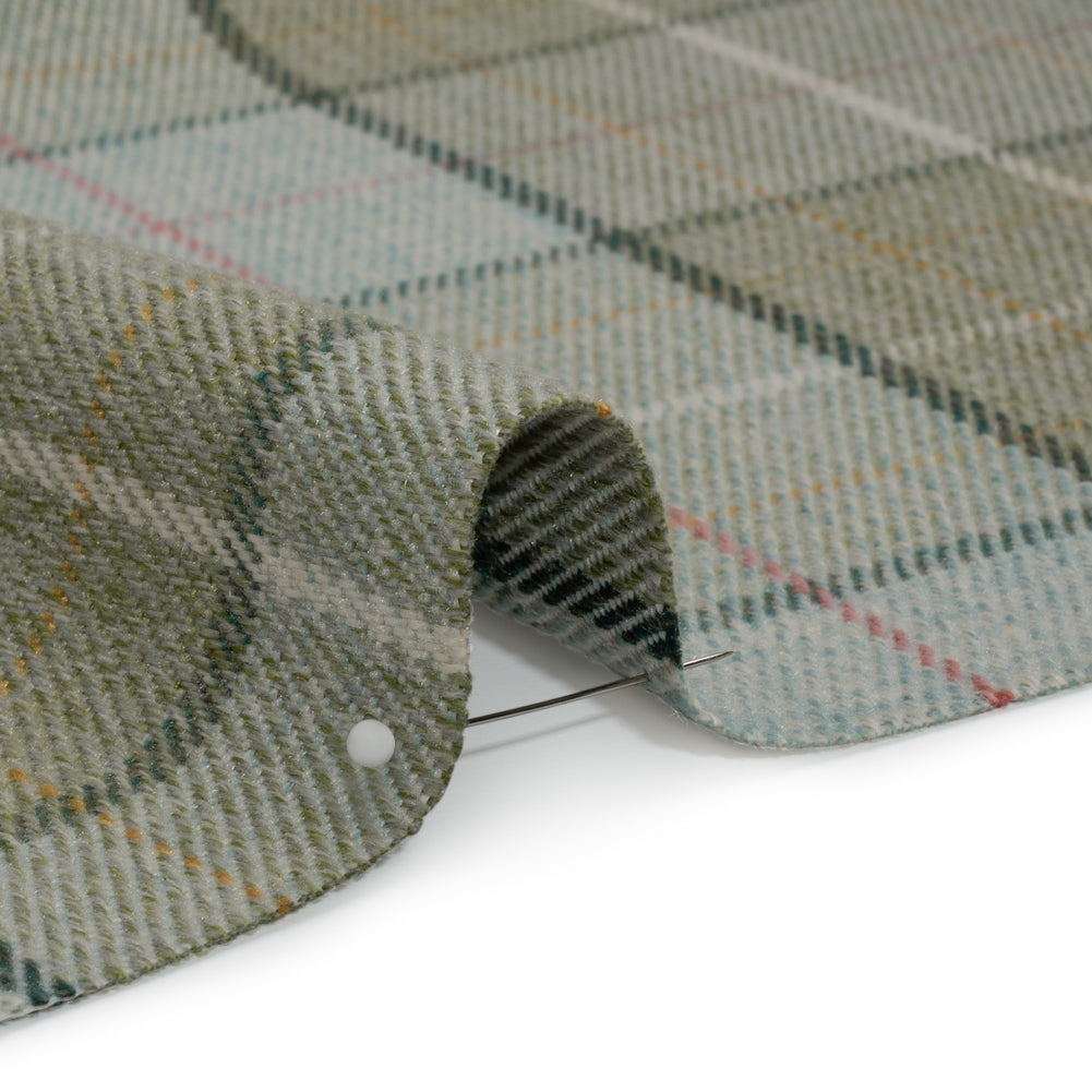 Drapery Twill - Sage Plaid - British Imported Detail Drapery Twill - Sage Plaid - British Imported Detail