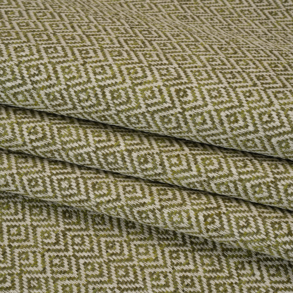 Boucle Drapery Twill - Olive Birdseye Diamonds - British Imported Boucle Drapery Twill - Olive Birdseye Diamonds - British Imported